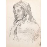 Dame Laura Knight RA, RWS, RE, RWA, PSWA, DBE (1877-1970) Staithes Fisher Lady Pencil, 21.5 cm by