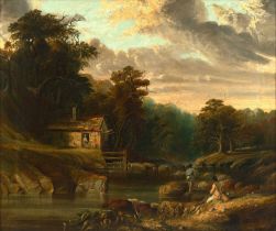 Samuel Bough RSA, RSW (1822-1878) Scottish "Yauwath Mill, On the Lowther, Westmorland" Signed and