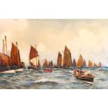 Ernest Dade (1864-1934) Scotch Herring fleet leaving Scarborough Signed, inscribed and dated 1907,