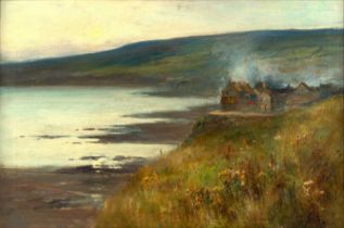 Owen Bowen ROI, PRCamA (1873-1967) A view of a North Yorkshire coastal village, probably Runswick