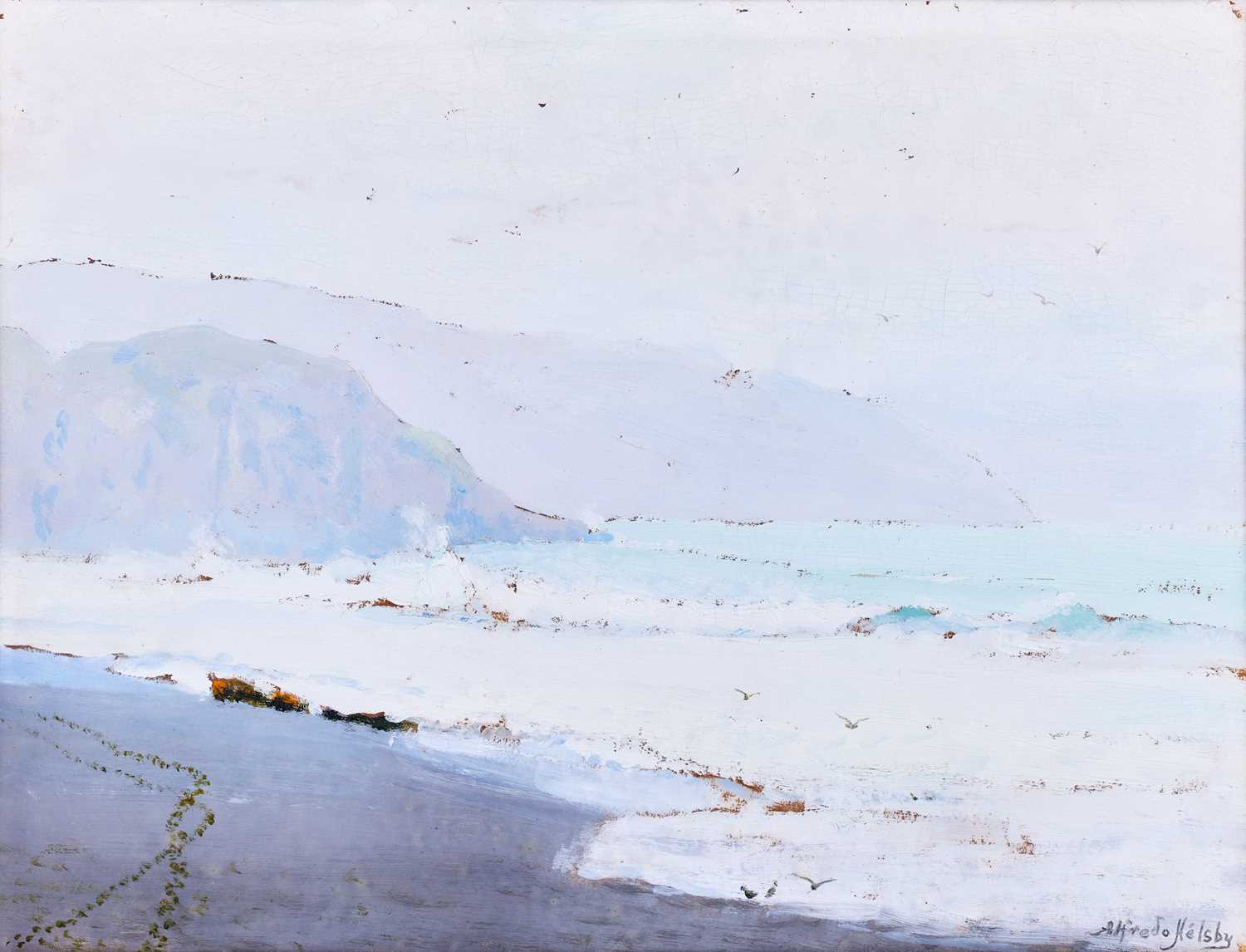 Alfredo Helsby (1862-1933) Chilean Seascape Signed, oil on paper, 26cm by 34.5cm