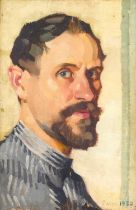 Adolphe Valette (1861-1942) French Self portrait Dated 9 Aout 1922, oil on board, 23.5cm by 15.5cm