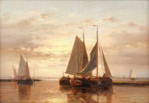 Abraham Hulk Snr. (1813-1897) Shipping in a stiff breeze Signed, oil on canvas, together with a