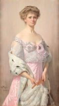 Christian Meyer-Ross (1843-1904) Norwegian Portrait of an elegant lady, three-quarter length