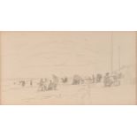 Attributed to Eugène Boudin (1824-1898) French Beach Scene Signed verso, pencil, 9.5cm by 17.5cm (