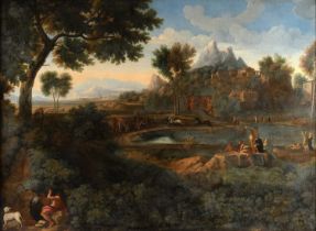 Circle of Gaspard Dughet (1615-1675) French An extensive Classical landscape with figures and