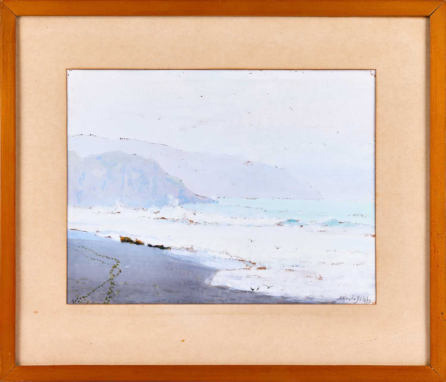 Alfredo Helsby (1862-1933) Chilean Seascape Signed, oil on paper, 26cm by 34.5cm - Image 2 of 3