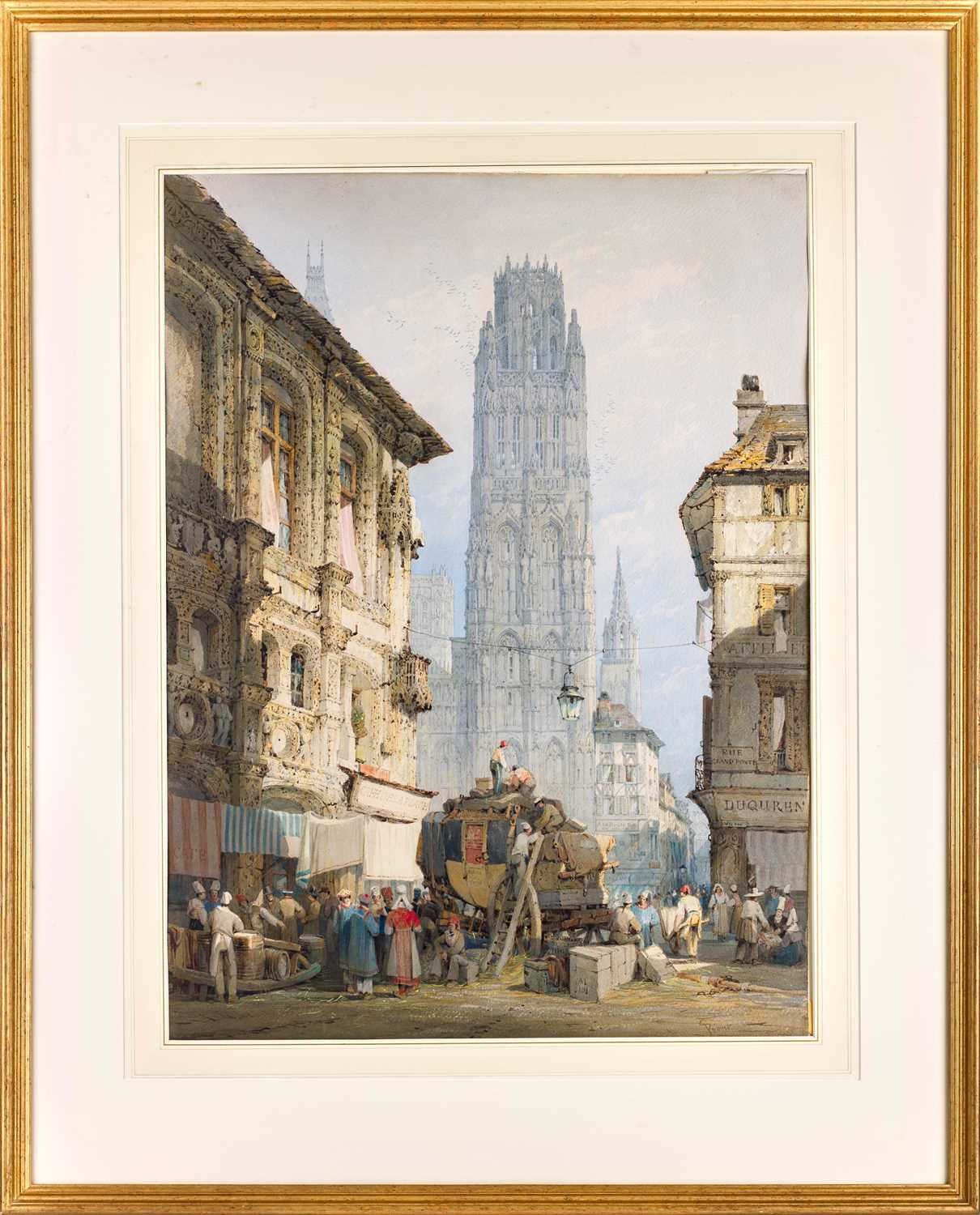 Samuel Prout OWS (1783-1852) "Cafe de la Place, Rouen" Signed, watercolour, 70.5cm by 52.5cm Sold - Image 2 of 14