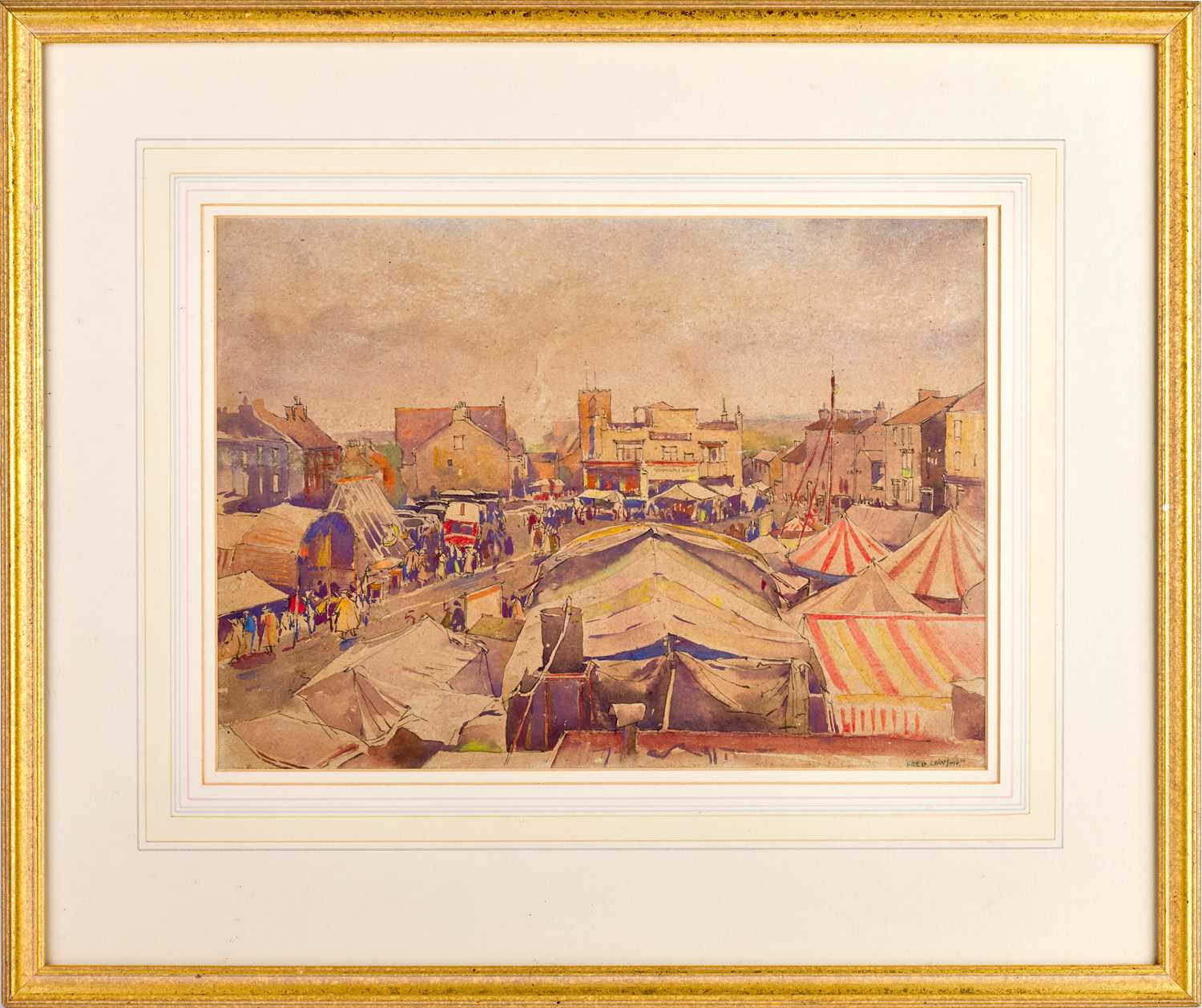 Fred Lawson (1880-1968) Leyburn market Signed, pen and watercolour, 27cm by 37.5cm - Image 2 of 3