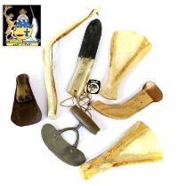 A Collection of Mid to Late 20th Century Canadian Inuit Tools, comprising two animal hide