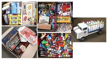 Toys - Milk Float, Clockwork WWI Tank, Horse Box, Marbles (five boxes)