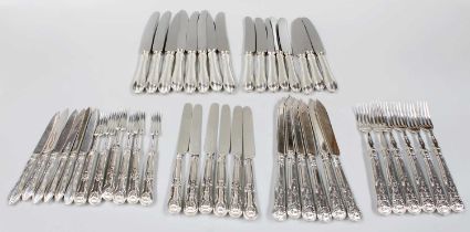 A Collection of Assorted Victorian and Later Silver Flatware, King's pattern, engraved with