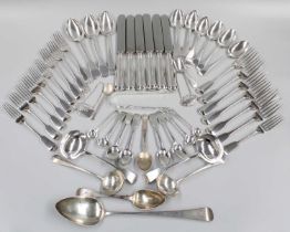 A Collection of Assorted George III and Later Silver Flatware, various patterns, including a pair of