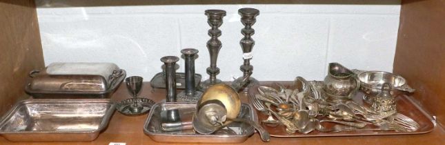 A Collection of Assorted Silver and Silver Plate, the silver comprising a pair of Elizabeth II