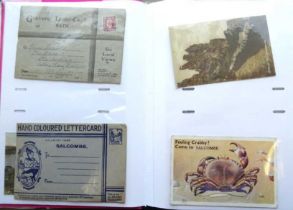 Postcards in Six Albums and Loose, in two boxes, majority post-1940 holidays, but some interesting