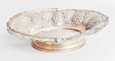 A Victorian Silver Basket, by Nathan and Hayes, Chester, 1898, oval and on spreading foot, the sides