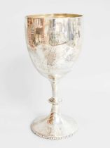 A Victorian Silver Goblet, by Frederick Elkington, London, 1879, the bowl engraved with foliage