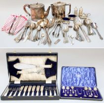 A Collection of Assorted Silver and Silver Plate, the silver including a pair of George III silver