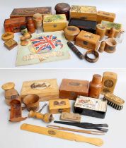 A Quantity of Mauchline Ware and other Collectables, including money boxes, a glove box, inkwell,