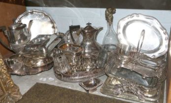 A Collection of Assorted Silver Plate, including an oval gallery-tray, with gadrooned border; two