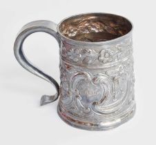 A George II Silver Mug, Exeter, Marks Chased Over, Circa 1740, tapering cylindrical and with