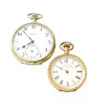 A Lady's Waltham Fob Watch, case stamped 10c and a silver plated Zenith pocket watch (2)
