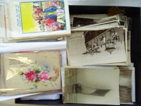 Carton of Stamps, Postcards and Old Photographs, the stamps in three albums and loose, plus a