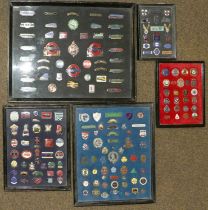 A Collection of Pin Badges, including transport, railway, motorcycles, ralleys, etc in nine glaze