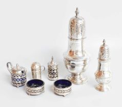 A Collection of Assorted George II and Later Silver Condiment-Items, including a George II silver