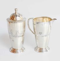 A George V Silver Sugar-Caster and Cream-Jug, by Barker Brothers Silver Ltd., Birmingham, 1940, each