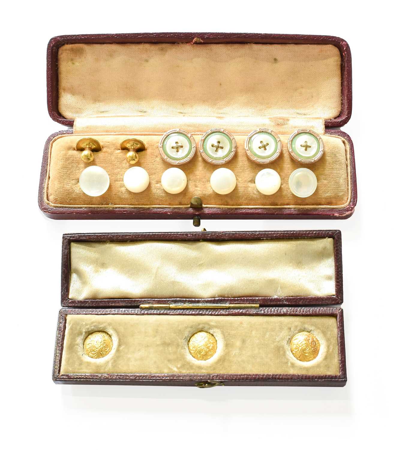 A Quantity of Buttons and Dress Studs, comprising of six mother-of-pearl buttons, four mother-of-