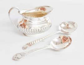 An Edward VII Silver Cream-Jug and Two Norwegian Silver Spoons, the cream-jug by S. W. Smith and