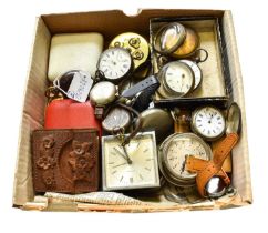 A Selection of Pocket and Wristwatches, consisting of, a lady's 9 carat gold wristwatch, early