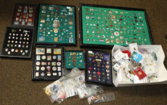 A Collection of Pin Badges, including souvenir, Swiss cantons, Brewery related, charities, trade