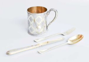 A Victorian Silver-Gilt Christening Set, by George Aldwinckle, London, 1876 and 1877, each piece