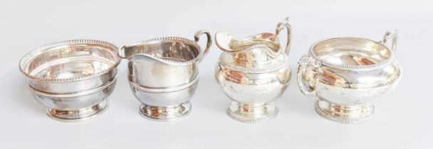 Two Pairs of Silver Cream-Jugs and Sugar-Bowls, One Pair by Brook and Son, London, 1918 and One Pair