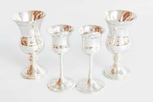 Two George V Silver Goblets and a Pair of Elizabeth II Silver Goblets, the first by Walker and Hall,