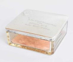 A German Silver-Mounted Glass Box, by Wilhelm Binder, Early 20th Century, oblong, the hinged cover