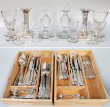 Collection of Mainly 19th Century Glass and Silver Plate, including a pair of flat cut and writhen