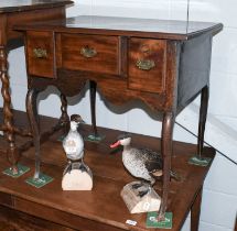 An 18th Century Mahogany Low Boy, with moulded rectangular top, carved apron, 72cm by 50cm by 68cm