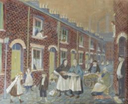 Joyce Hubbard NDD, SWA (20th Century) A lively street scene Signed, pastel, together with a signed