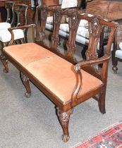 A Chippendale Style Carved Mahogany Bench, 19th century, 161cm wide