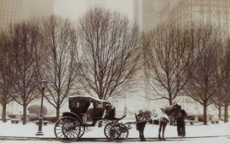 Richard Calvo (1944-2019) ''New York Snow'' ''The Coach, Central Park, New York'' Signed and