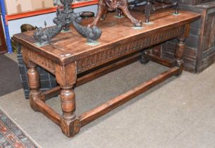 An Early 18th Century Joined Oak Refectory Dining Table, of two-plank construction with cleated ends