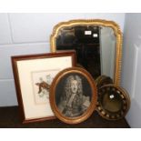 Gilt Framed Mirror, early 19th century, with bevelled mercury plate and gadrooned arch top frame,