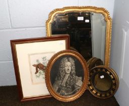 Gilt Framed Mirror, early 19th century, with bevelled mercury plate and gadrooned arch top frame,