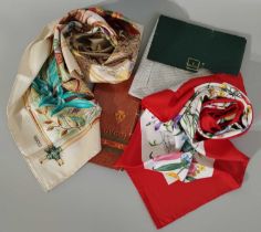 Gucci Silk Scarf Designed by V Accornero printed with decorative flowers on a white ground within