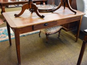 A 19th Century French Fruitwood Farmhouse Table, with square tapering legs, 152cm by 79cm by 73cm