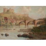 English School (19th Century) Richmond Castle from the River Swale Indistinctly signed, oil on