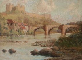 English School (19th Century) Richmond Castle from the River Swale Indistinctly signed, oil on